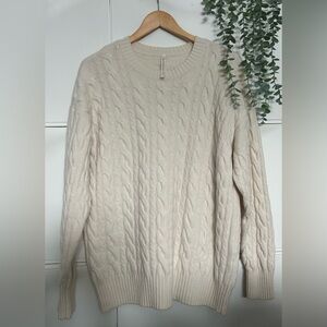 BABATON Cream Cable Knit Crewneck Sweater